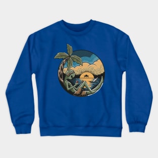 alien summertime relaxing beach Crewneck Sweatshirt